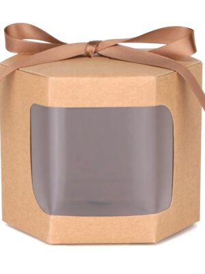 Cake Box Packaging Paper Bags Hexagon Candy Boxes With Clear PVC Window