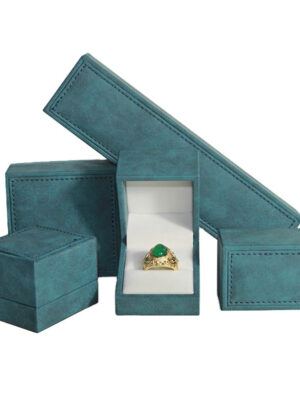 Teal PU Leather Jewelry Box Set, Ring Necklace Earring Gift Packaging Custom Logo